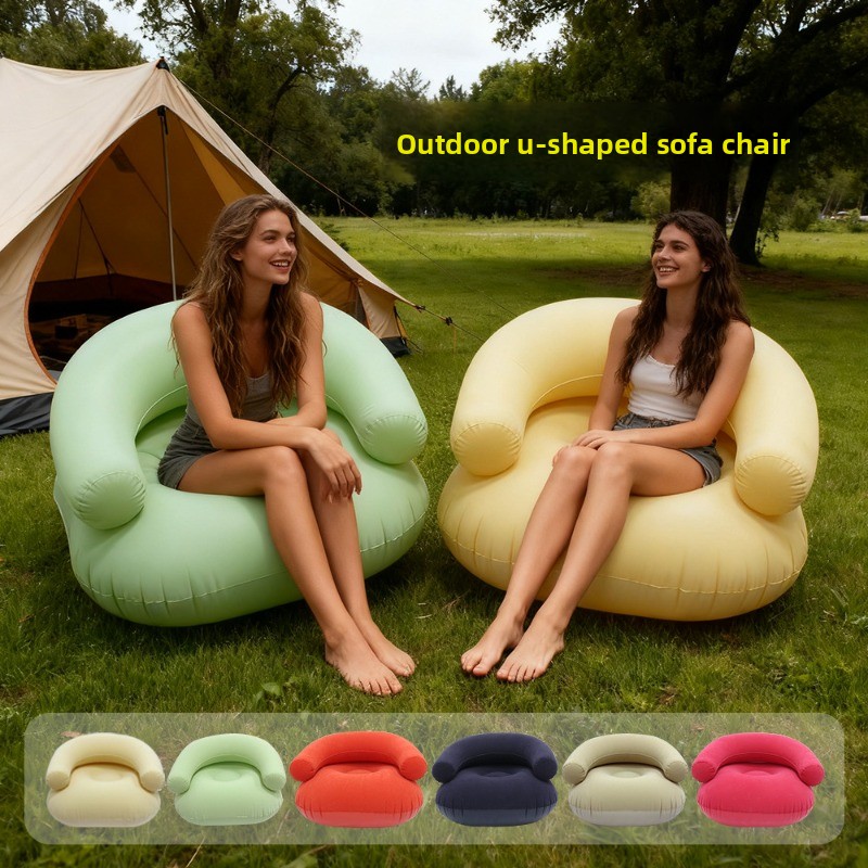 Outdoor Furniture Balcony - Inflatable Lazy Sofa U-shaped Flocking with