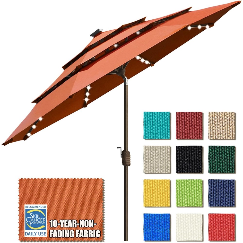 Outdoor Furniture Year Round - USA 10-Year-Non-Fading Solar 9ft 3 Tiers