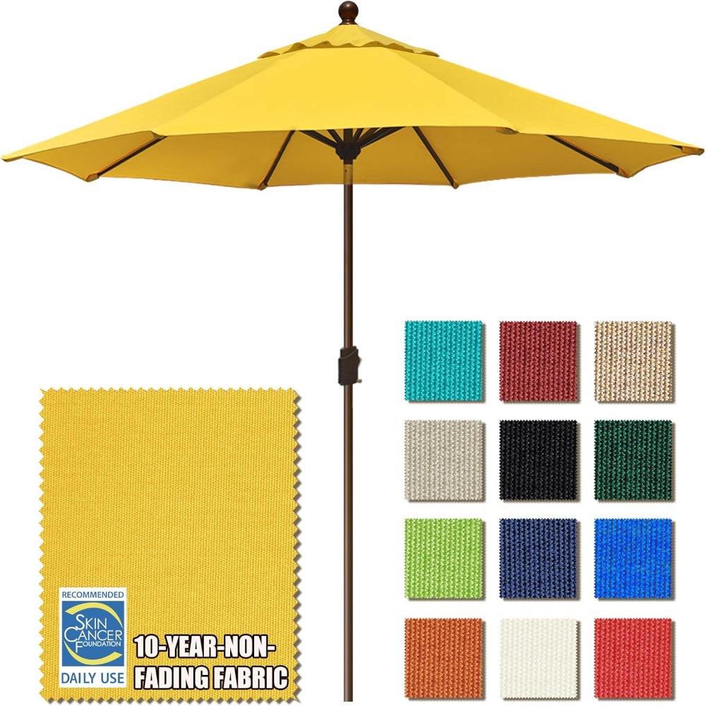Outdoor Furniture Year Round - USA 10-Year-Non-Fading 9Ft Market Umbrella Patio