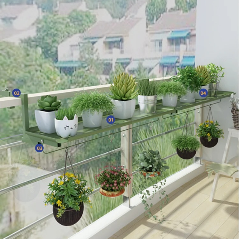 Outdoor Furniture Balcony - ‌Wrought Iron Hanging Plant Stand |