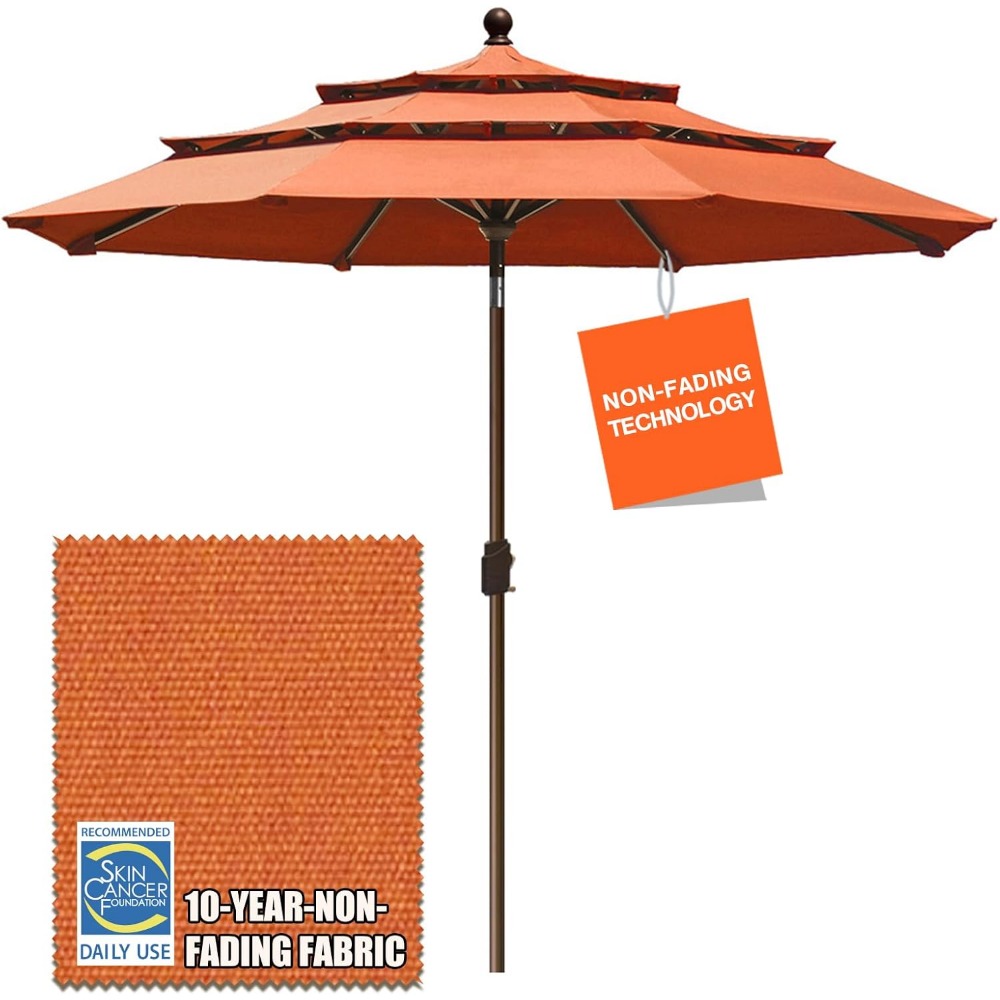 Outdoor Furniture Year Round - USA 9Ft 3 Tiers Market Umbrella