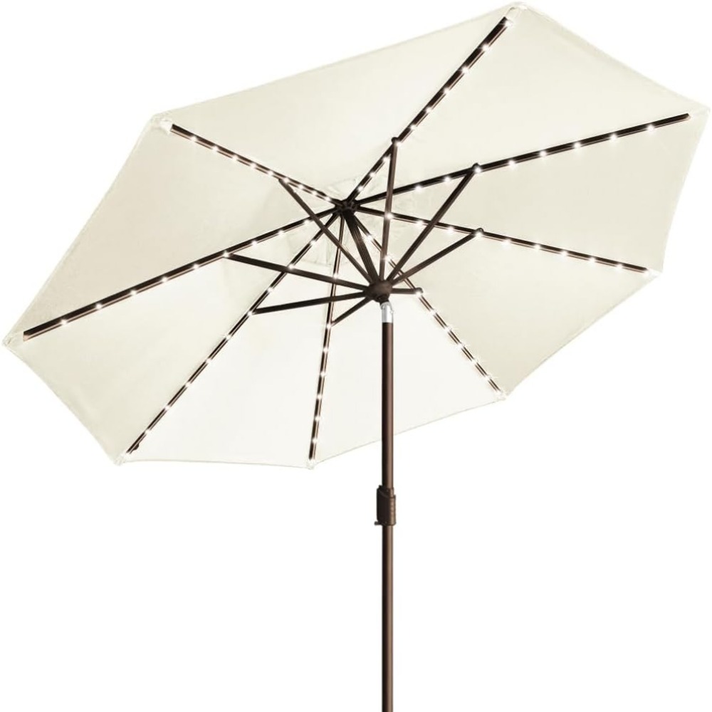 Outdoor Furniture Year Round - USA 10-Year-Non-Fading Solar 9ft Market Umbrella
