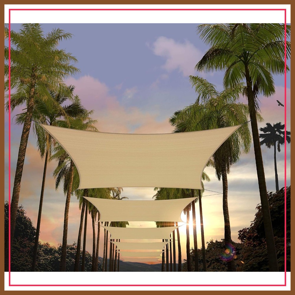 Sun Sail Shade - 16x20ft Beige Rectangle Sun Shade Sail,