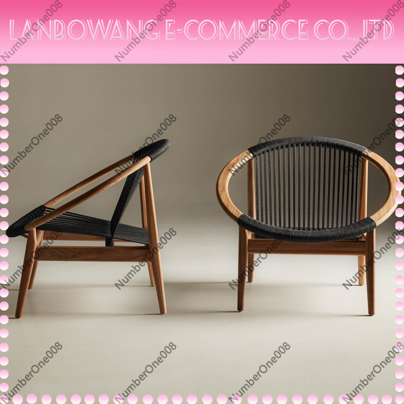 Outdoor Furniture Balcony - Nordic Solid Wood Rattan Sofa Chair