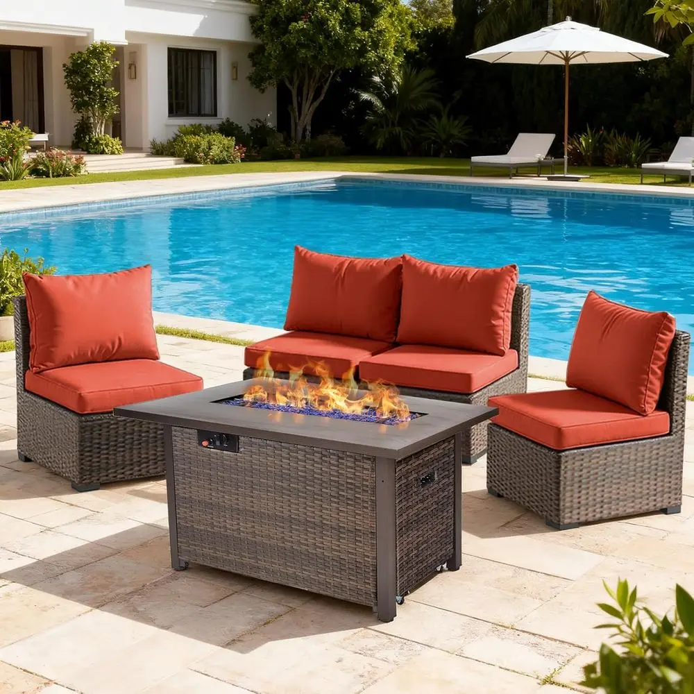Outdoor Furniture With Fire Pit - 5-Piece Patio Furniture Set with 42