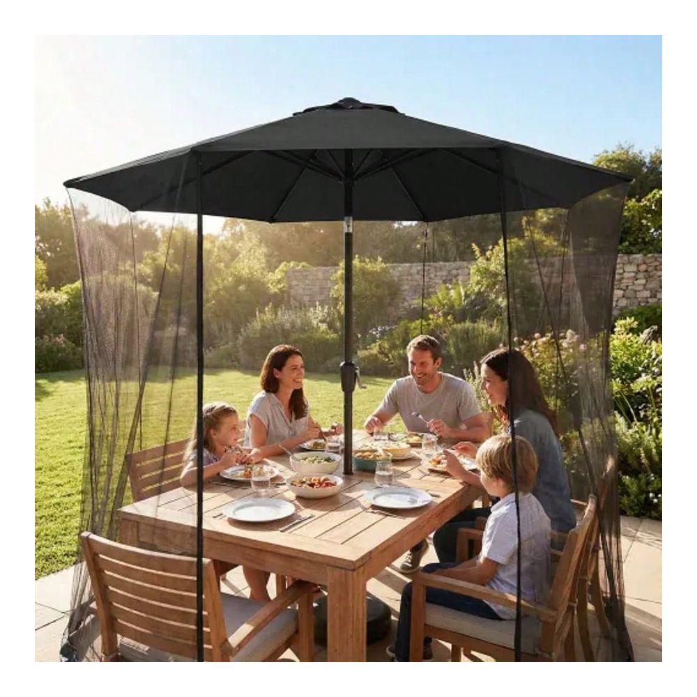 Sun Sail Shade - Center Pole Patio Umbrella With Mosquito