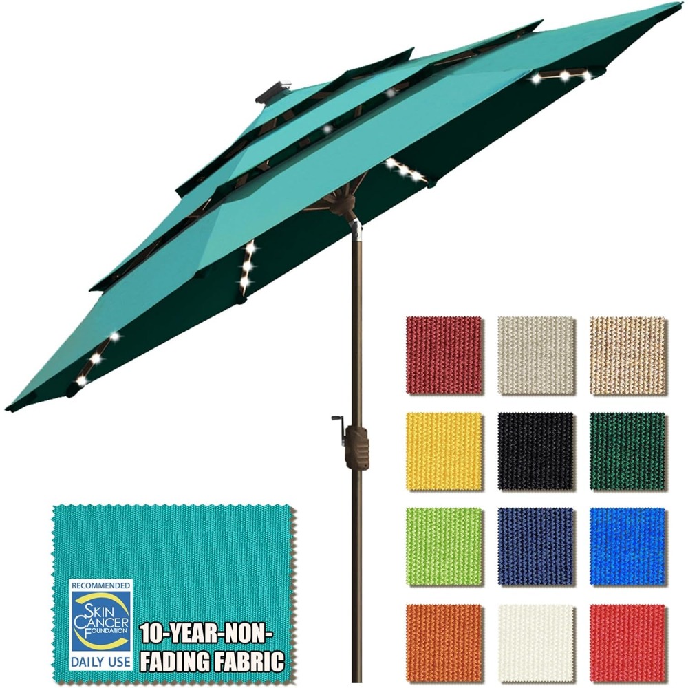 Outdoor Furniture Year Round - USA 10-Year-Non-Fading Solar 9ft 3 Tiers