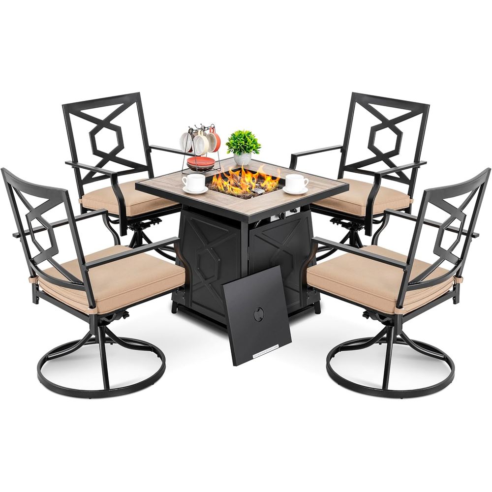Outdoor Furniture With Fire Pit - 5-Piece Outdoor Patio Furniture Set with