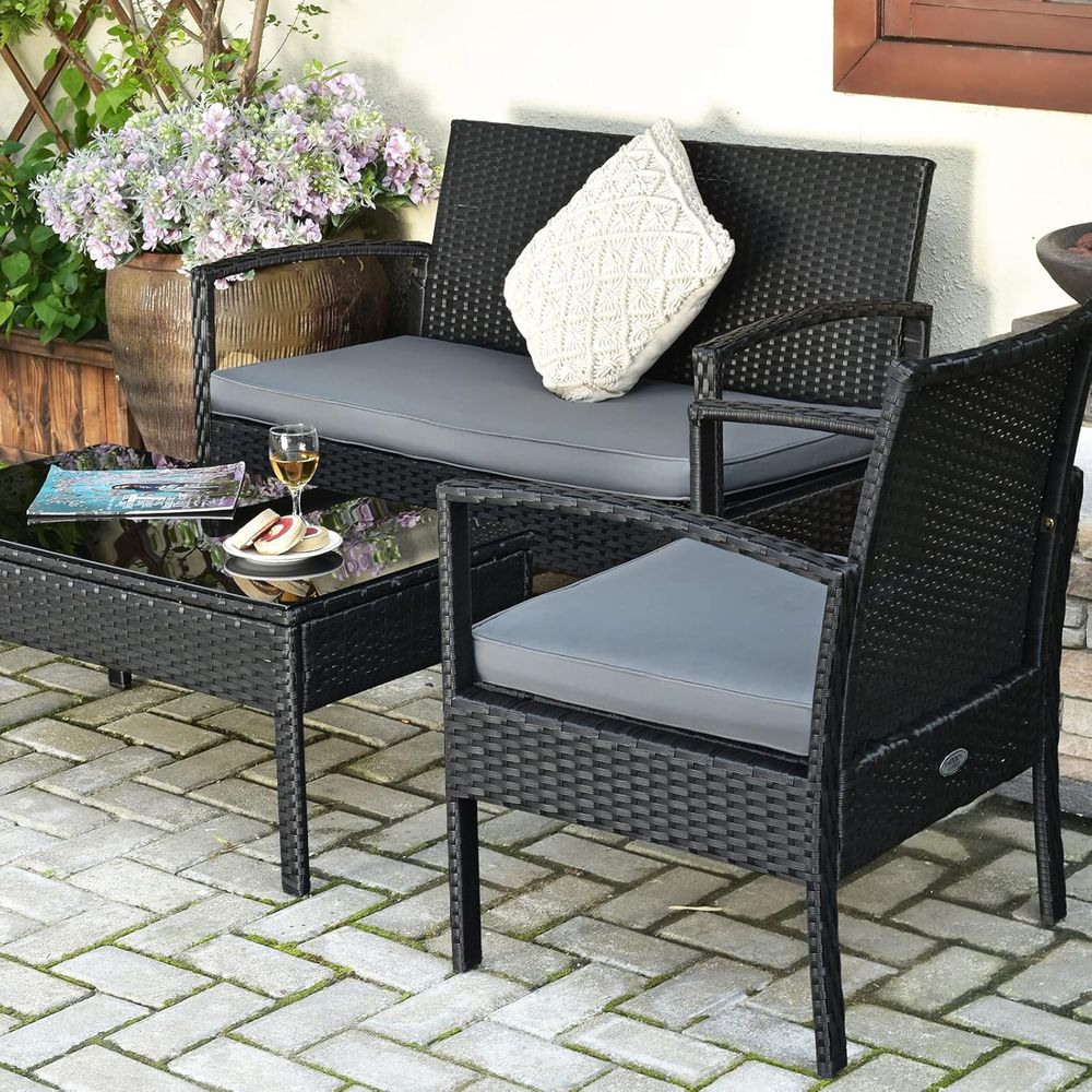 4-Piece Outdoor Wicker Patio F - Outdoor Furniture Balcony recensie en prijs