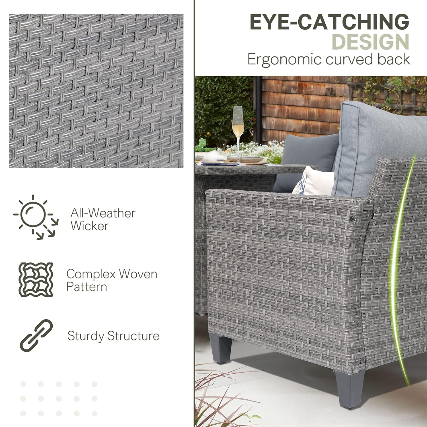 6pcs Grey PE Rattan Outdoor Se - Outdoor Furniture Cafe recensie en prijs
