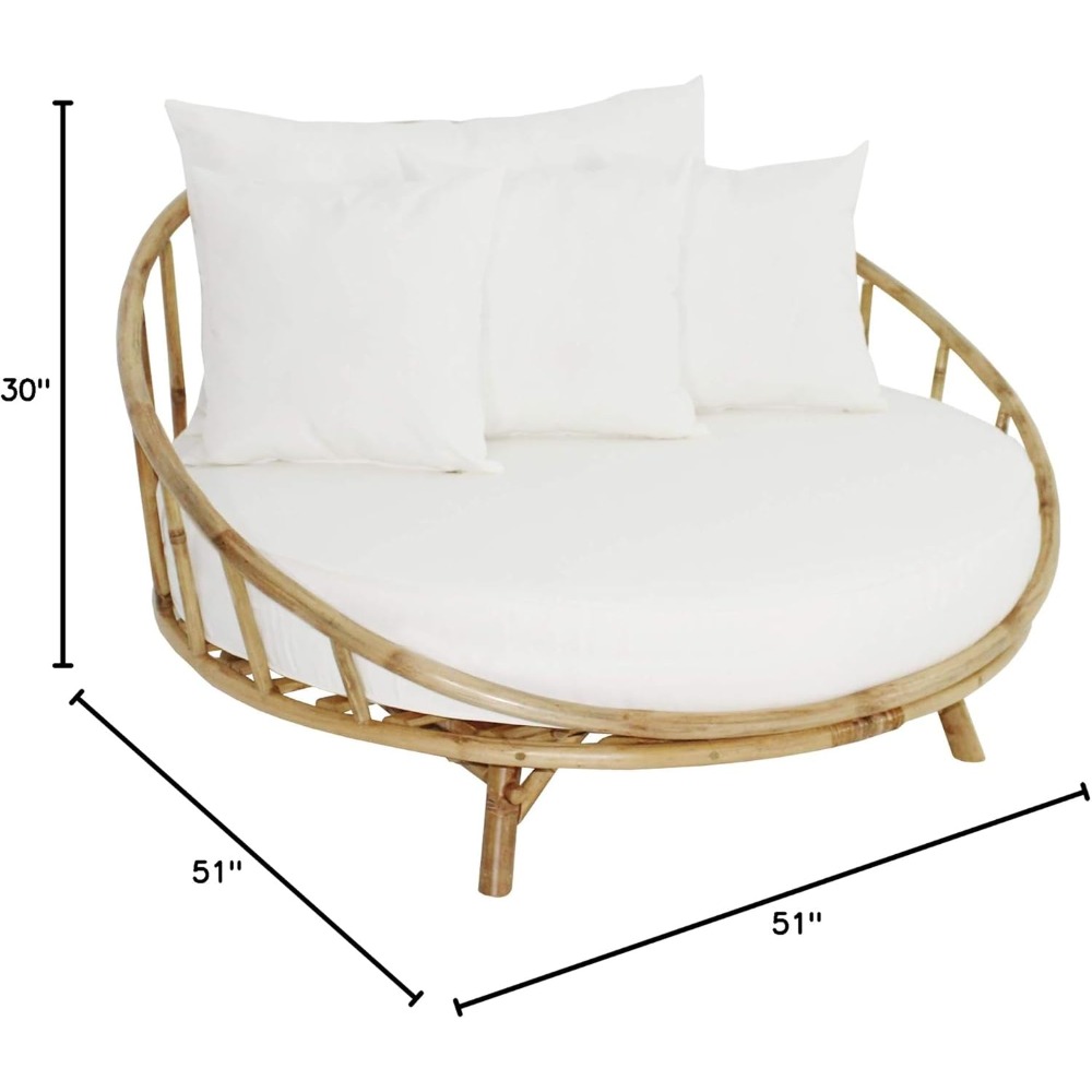 ZEW Rattan Bamboo Round Daybed - Outdoor Furniture With Fire Pit recensie en prijs