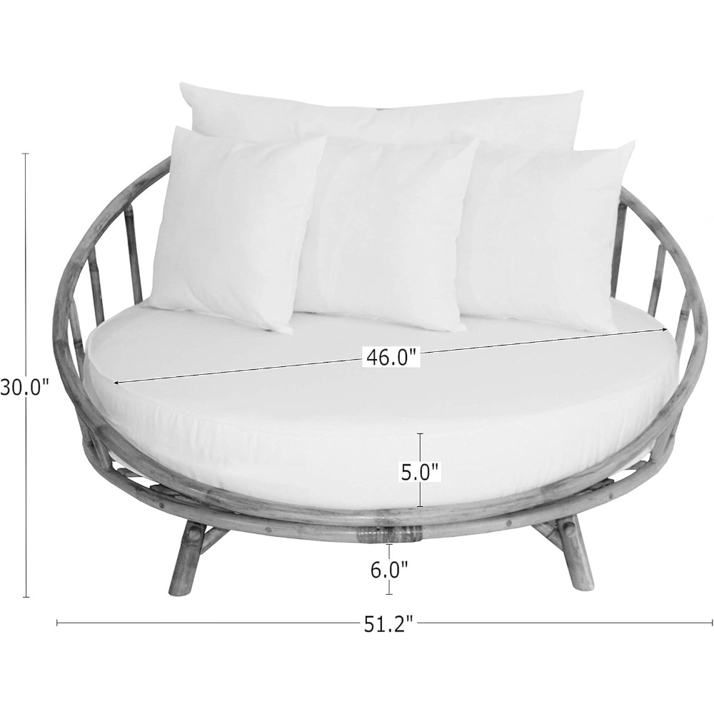 ZEW Rattan Bamboo Round Daybed - Outdoor Furniture With Fire Pit recensie en prijs
