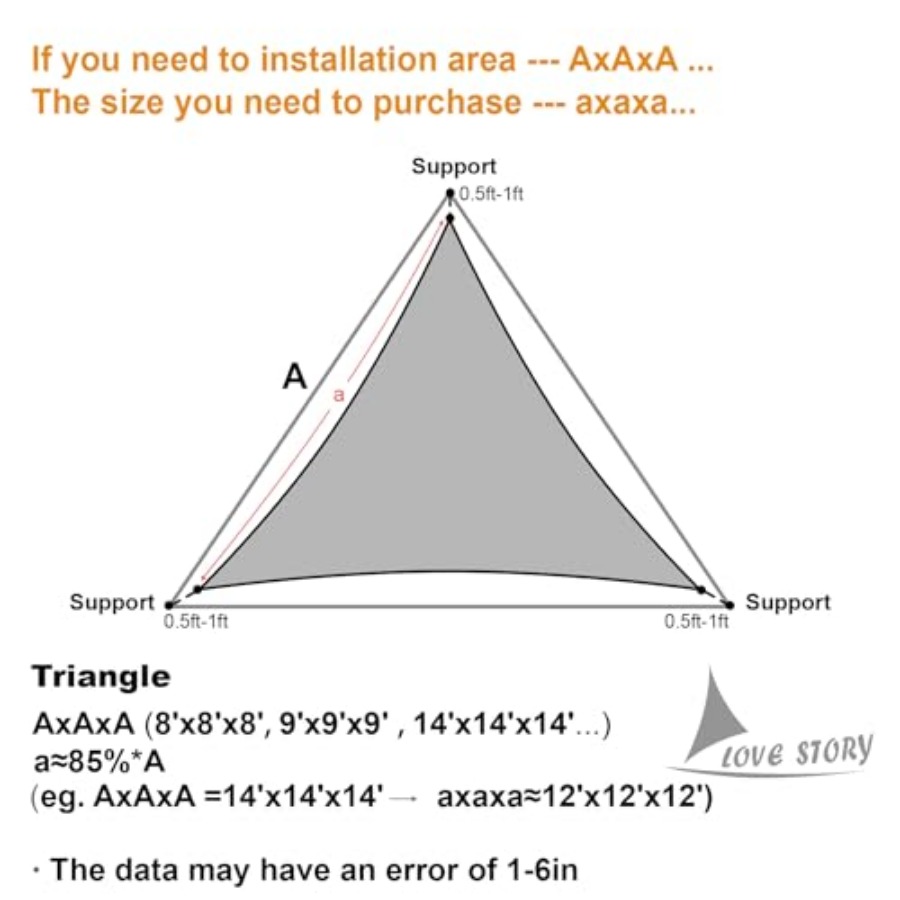 16' x 16' x 16' Triangle Sun S - Sun Sail Shade recensie en prijs