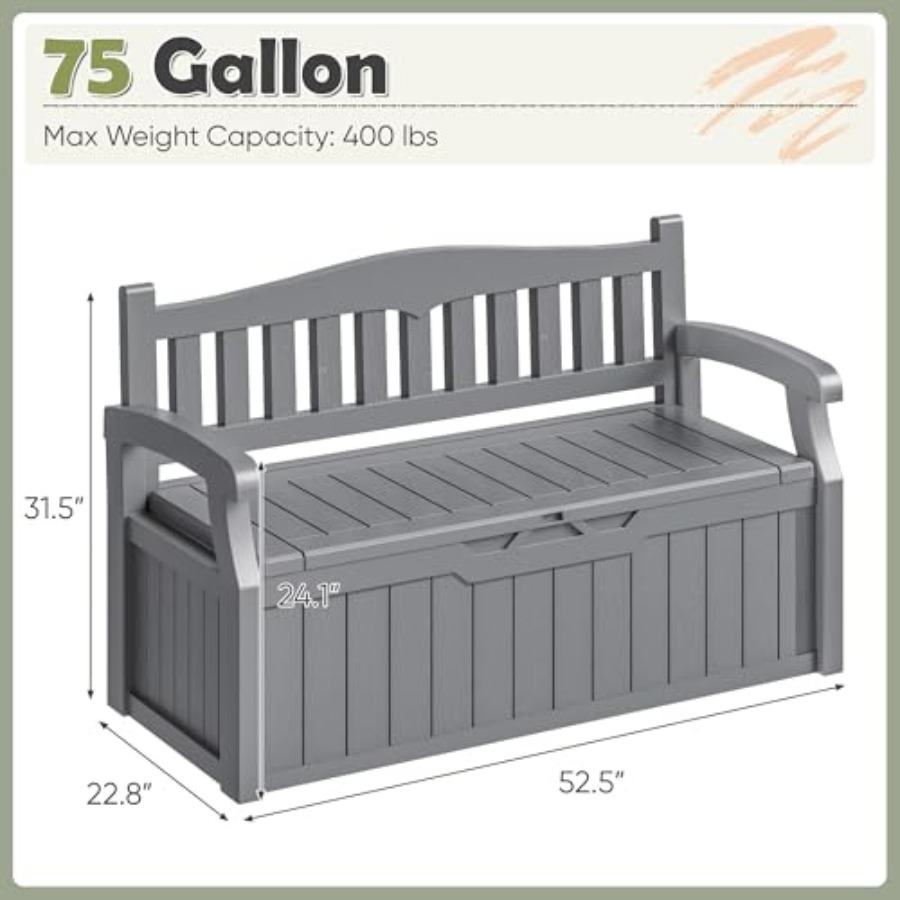 75 Gallon Outdoor Storage Benc - Outdoor Furniture Design recensie en prijs