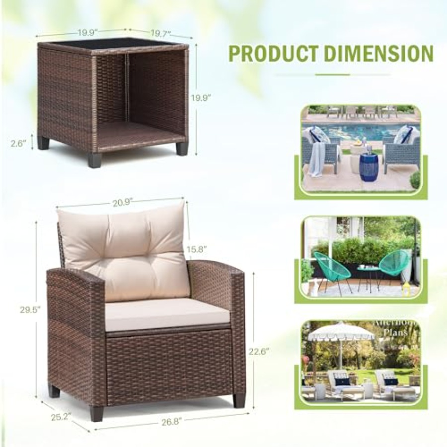 Devoko 3 Pieces Patio Furnitur - Outdoor Furniture Set recensie en prijs