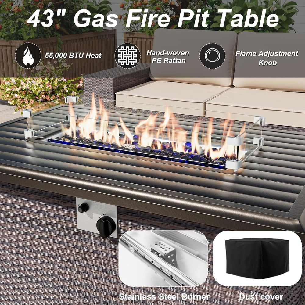 10-Piece Outdoor Patio Furnitu - Outdoor Furniture With Fire Pit recensie en prijs