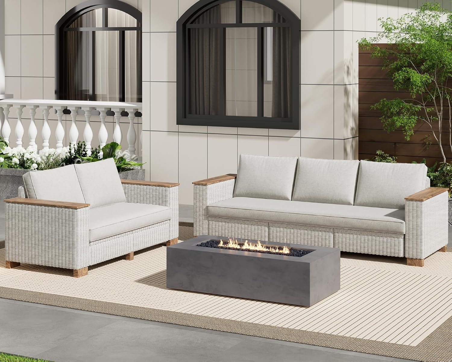 5pc UV-Resistant Modular Wicke - Outdoor Furniture With Fire Pit recensie en prijs