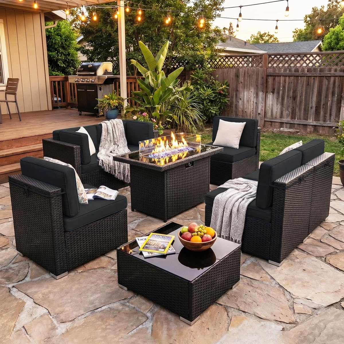 8 Pieces Patio Furniture Set w - Outdoor Furniture With Fire Pit recensie en prijs