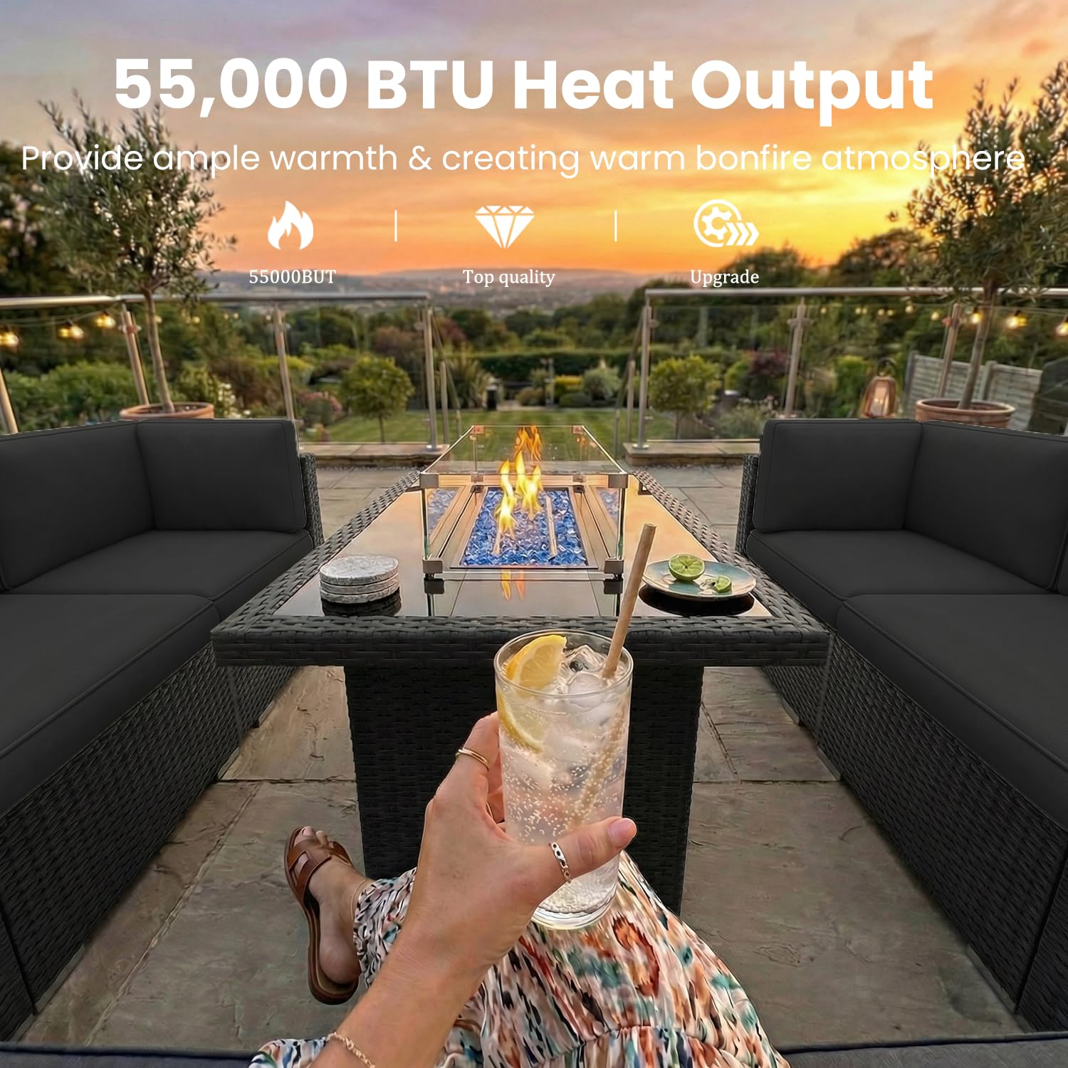8 Pieces Patio Furniture Set w - Outdoor Furniture With Fire Pit recensie en prijs