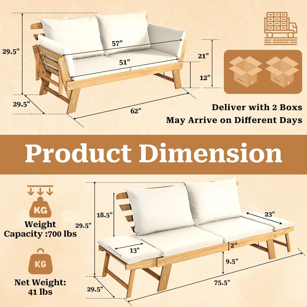 Patio Convertible Couch Sofa B - Outdoor Daybed Sofa recensie en prijs