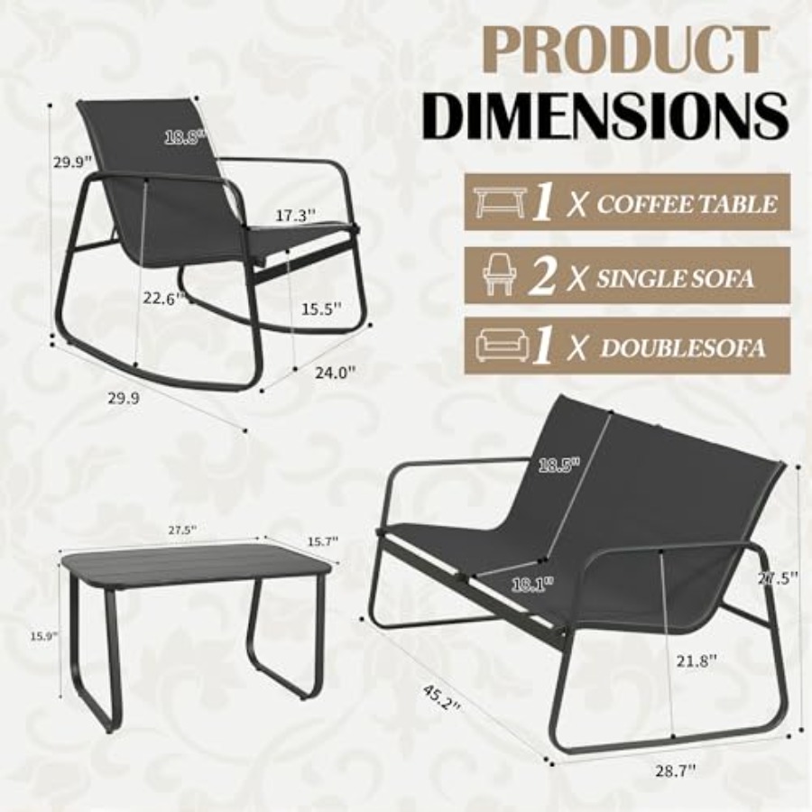 GEONKAI 4 Piece Patio Furnitur - Outdoor Furniture Set recensie en prijs