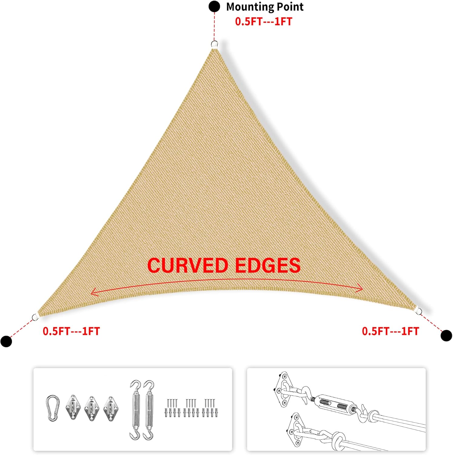 10x10x10ft White Triangle Sun  - Sun Sail Shade recensie en prijs