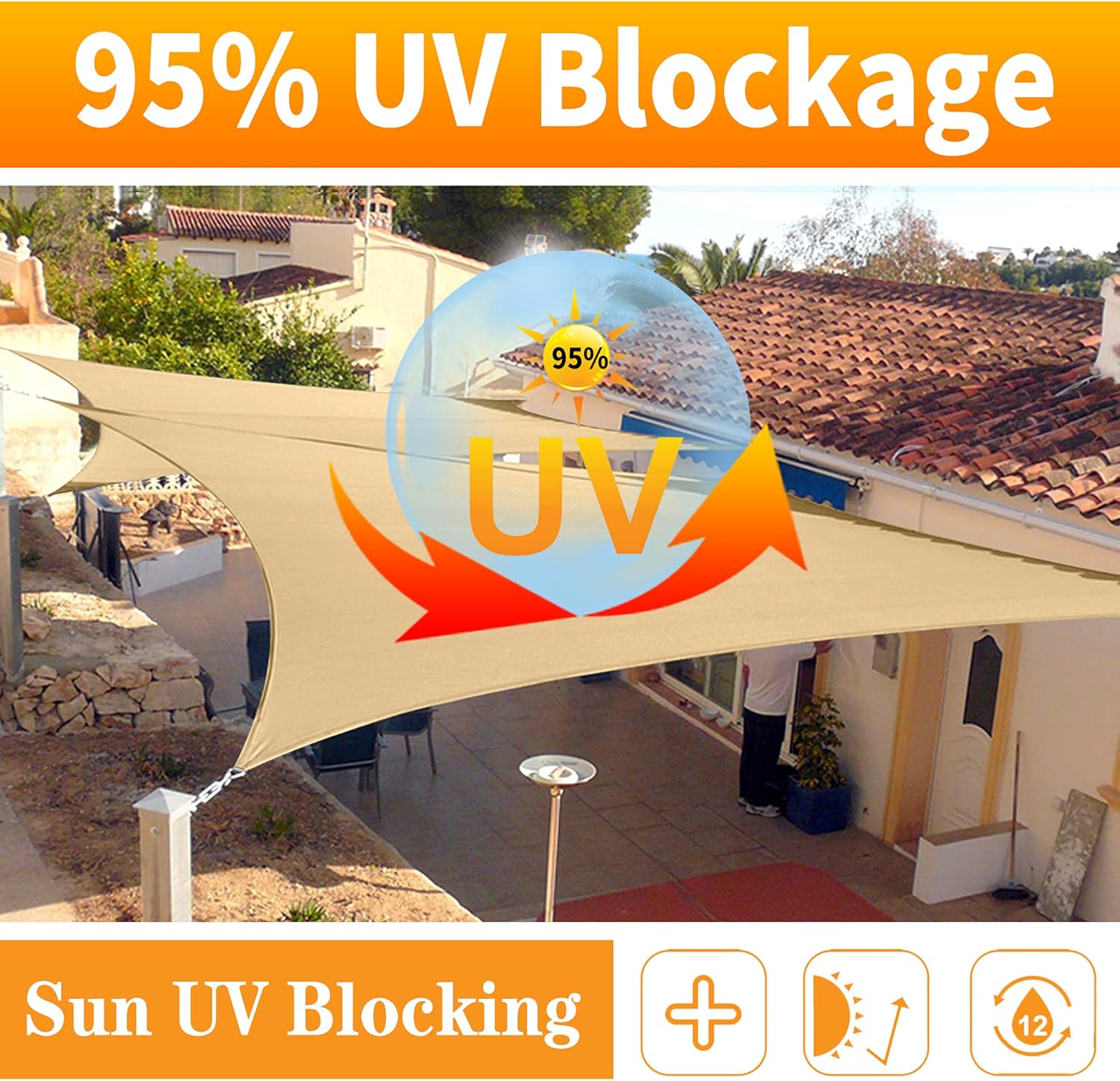 10x10x10ft White Triangle Sun  - Sun Sail Shade recensie en prijs