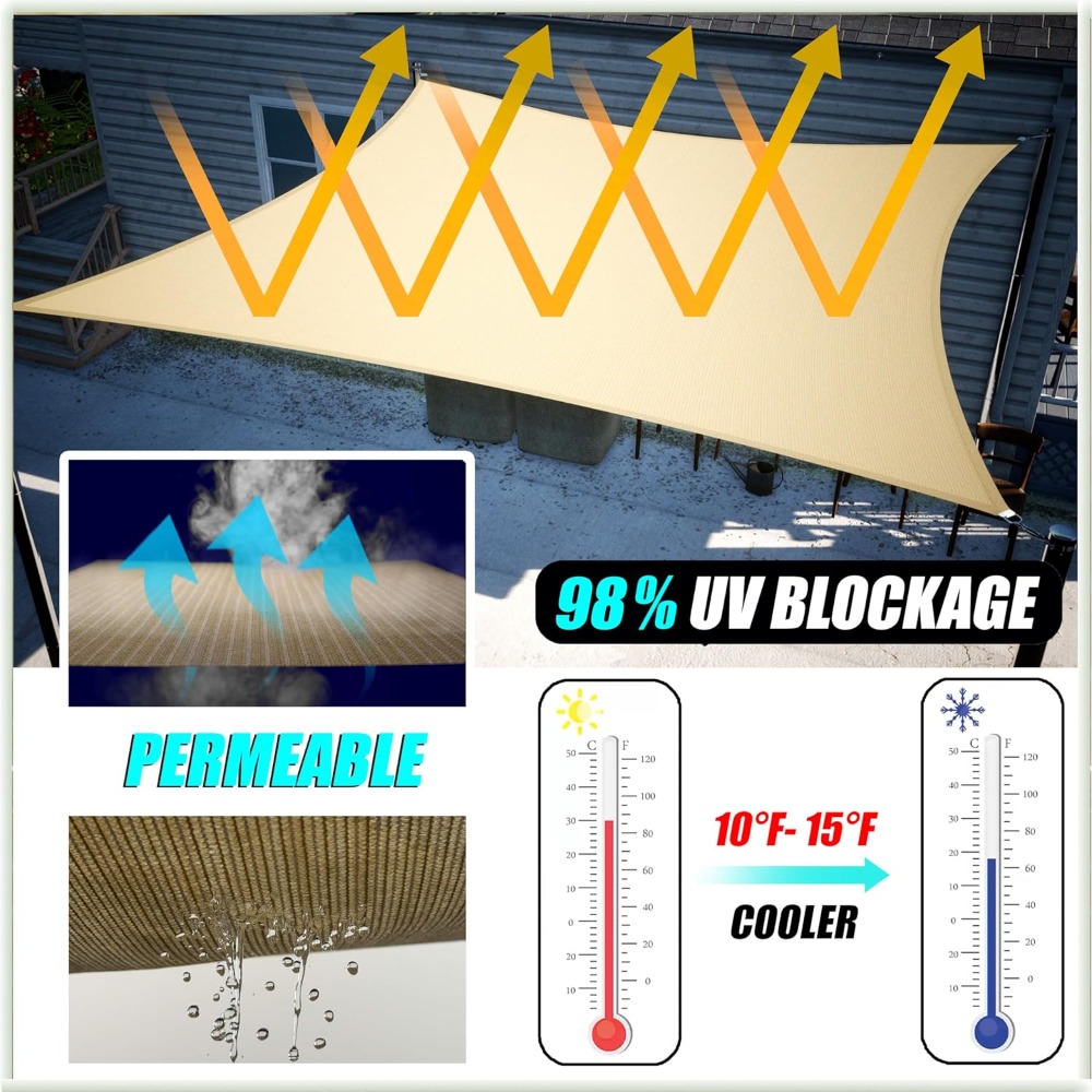 16x20ft Beige Rectangle Sun Sh - Sun Sail Shade recensie en prijs