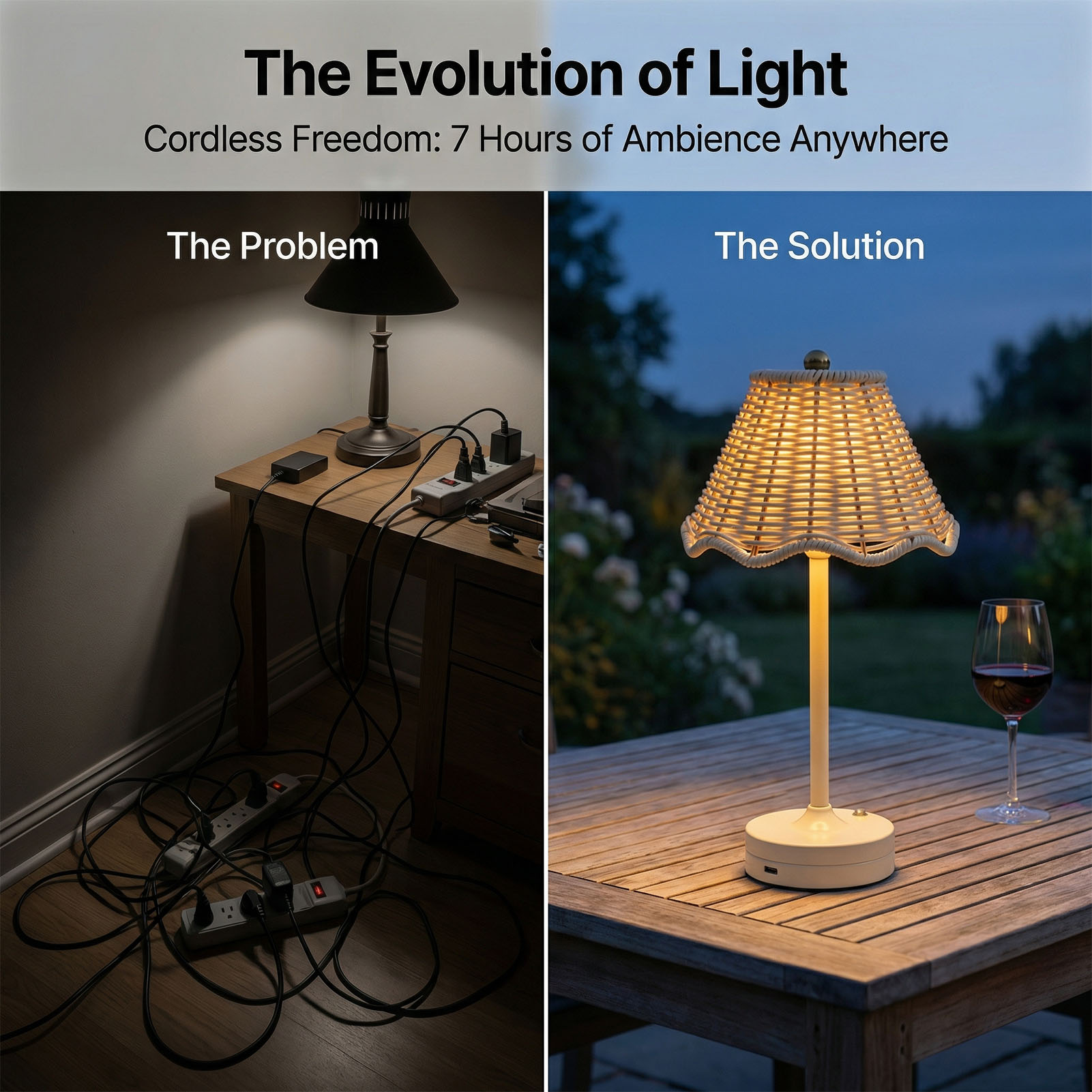 LED Vintage Rattan Table Lamp  - Outdoor Furniture Cafe recensie en prijs
