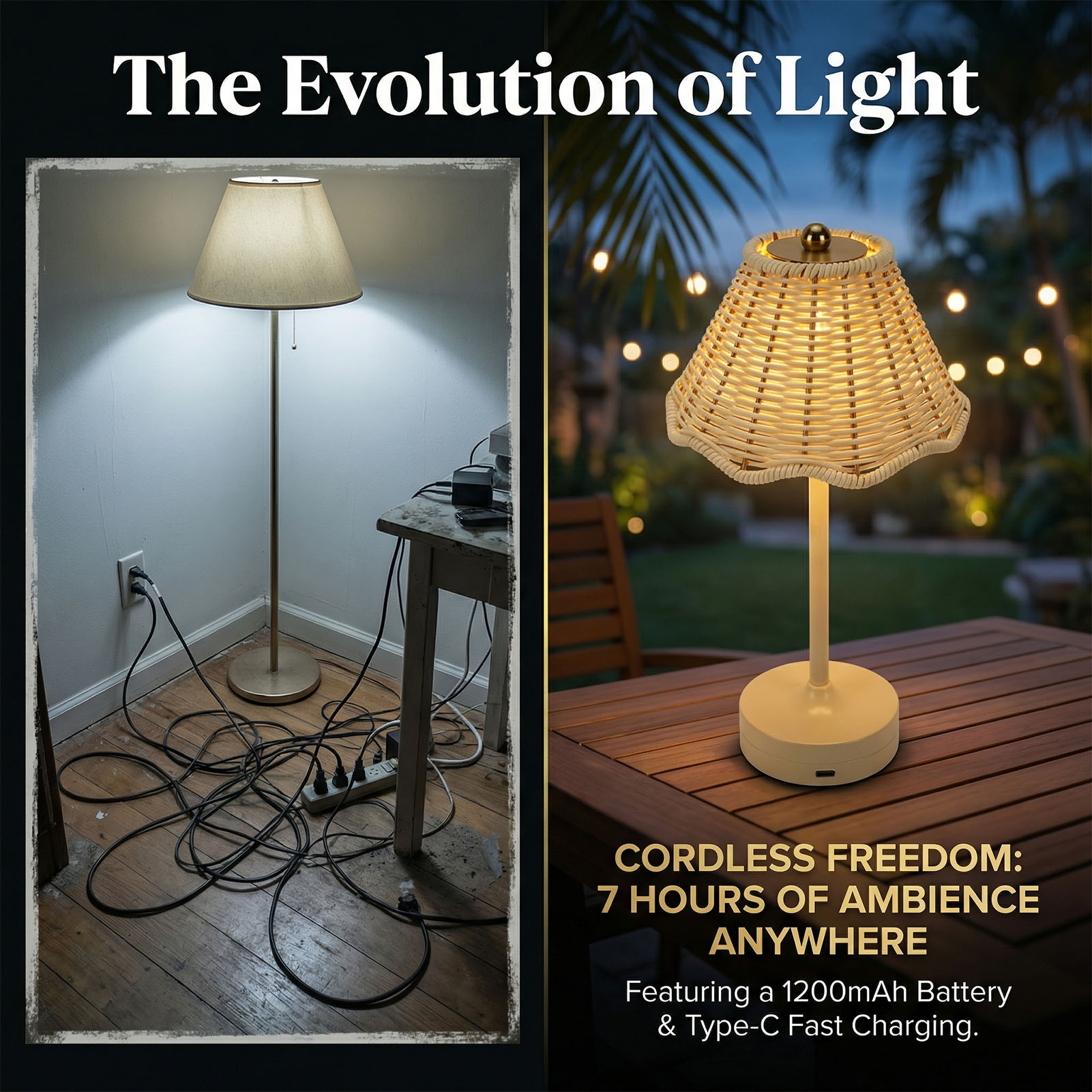 LED Vintage Rattan Table Lamp  - Outdoor Furniture Cafe recensie en prijs