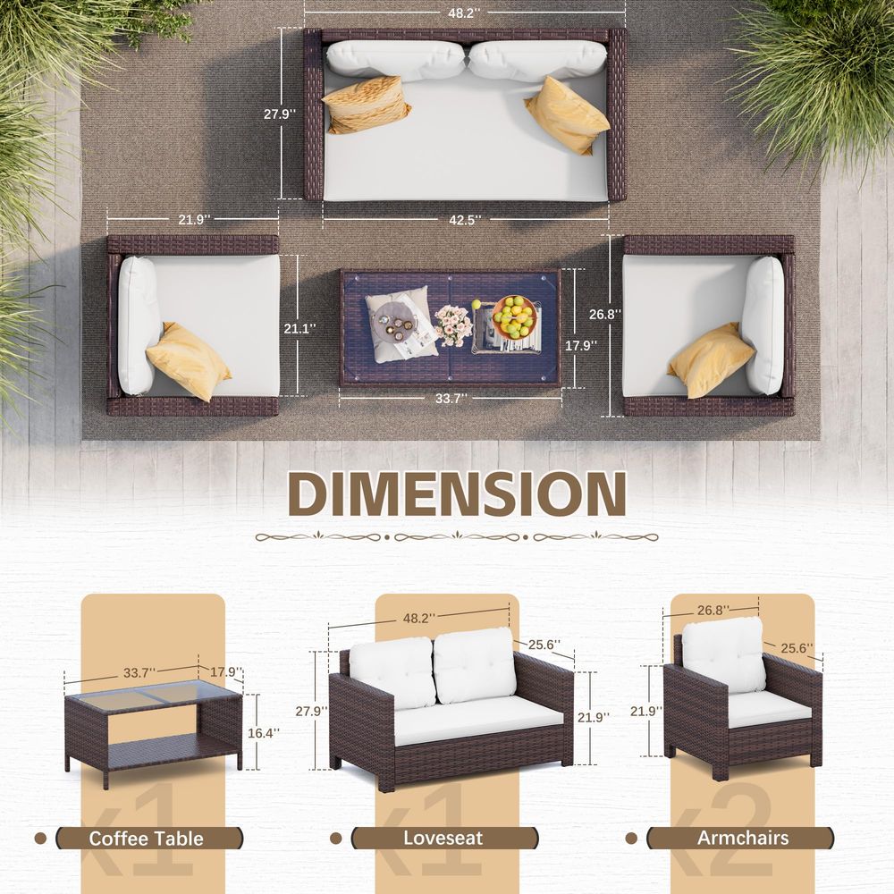 4 Pieces Patio Furniture Sets  - Outdoor Furniture Balcony recensie en prijs