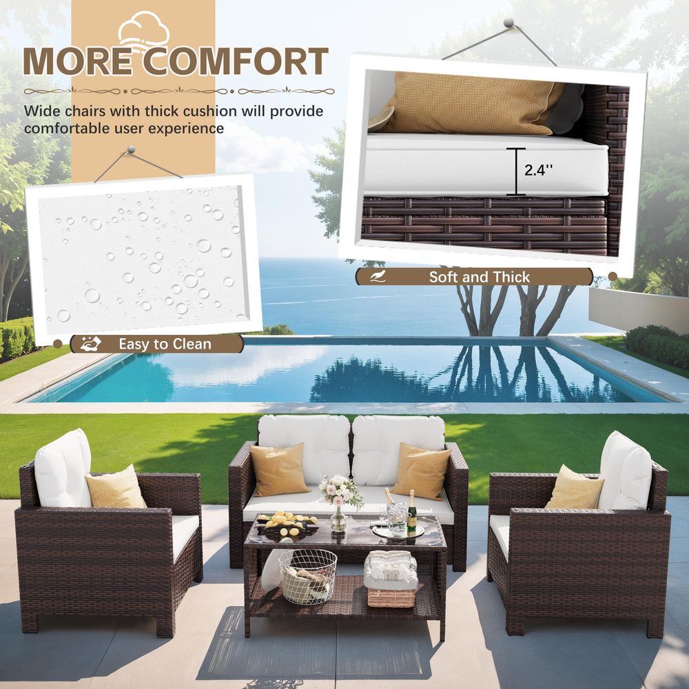 4 Pieces Patio Furniture Sets  - Outdoor Furniture Balcony recensie en prijs