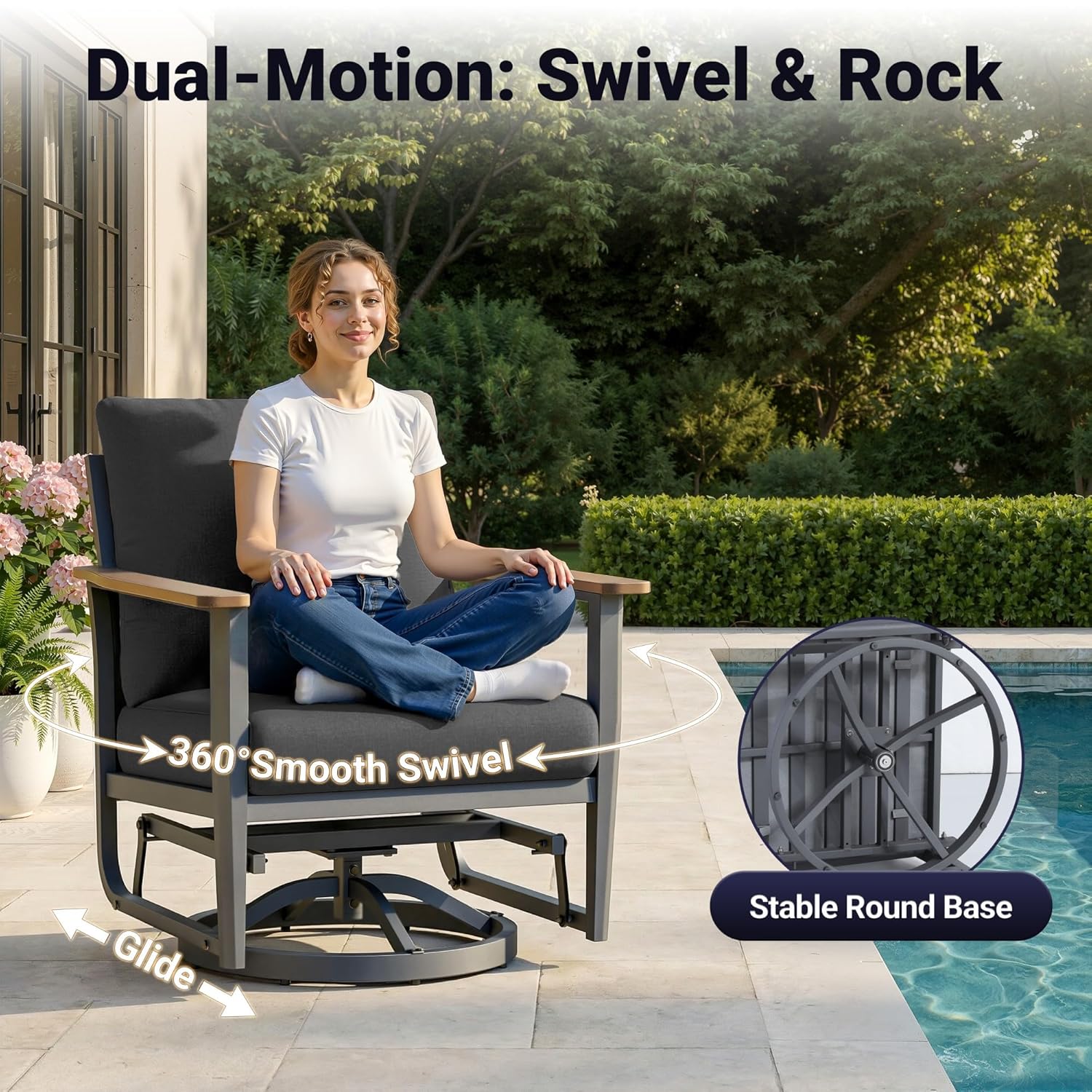 5pc Aluminum Patio Set Swivel  - Outdoor Furniture With Fire Pit recensie en prijs