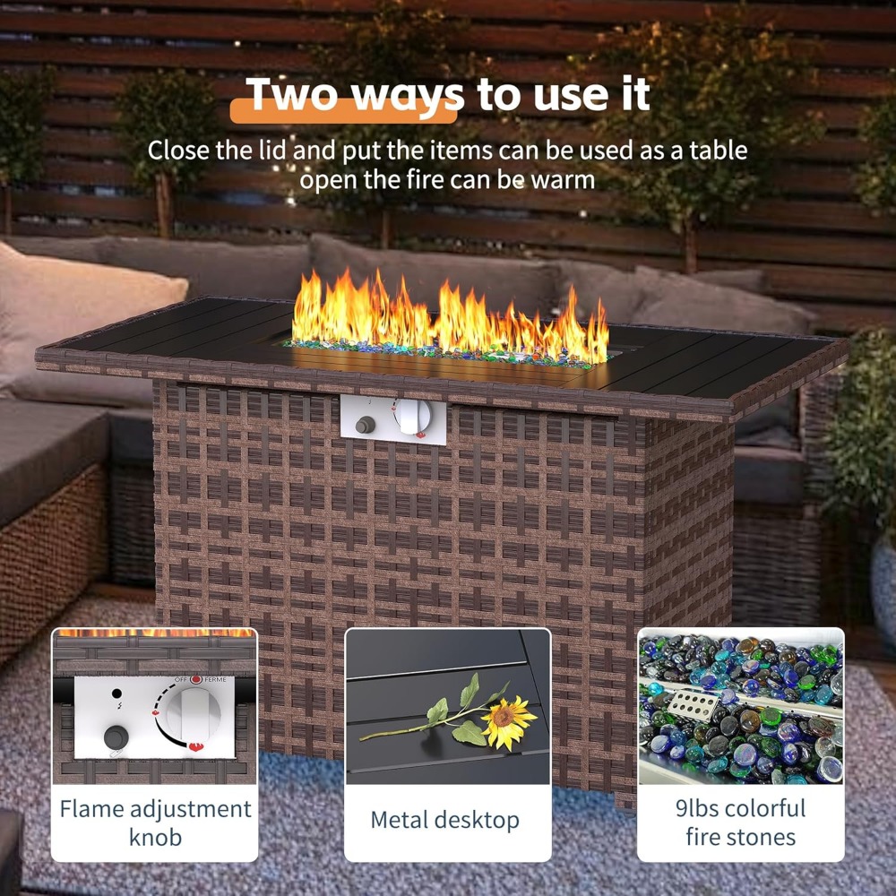 Sectional Sofa Set with Fire P - Outdoor Furniture With Fire Pit recensie en prijs