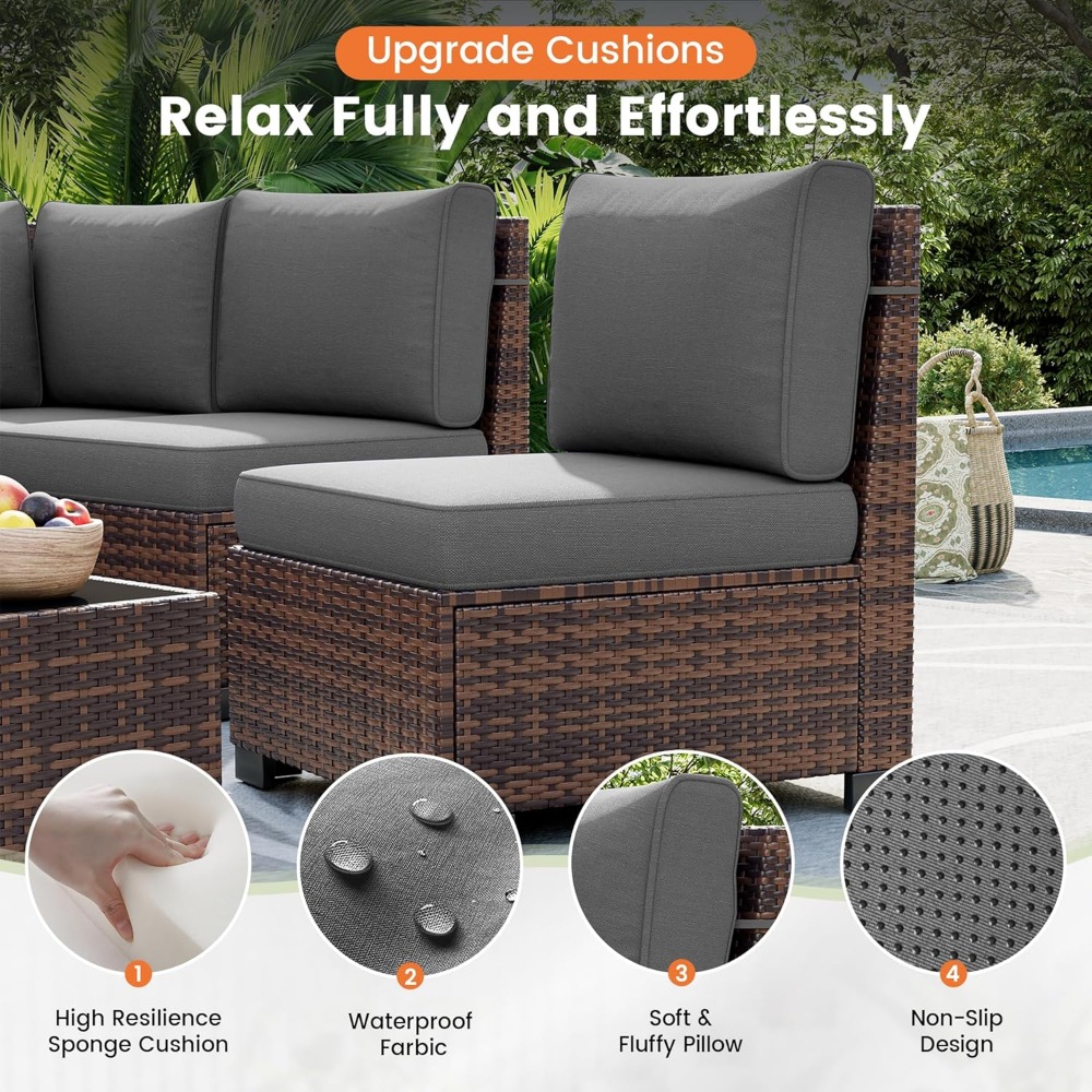 Sectional Sofa Set with Fire P - Outdoor Furniture With Fire Pit recensie en prijs